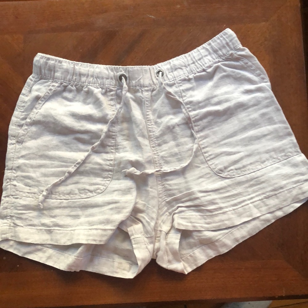 White linen shorts